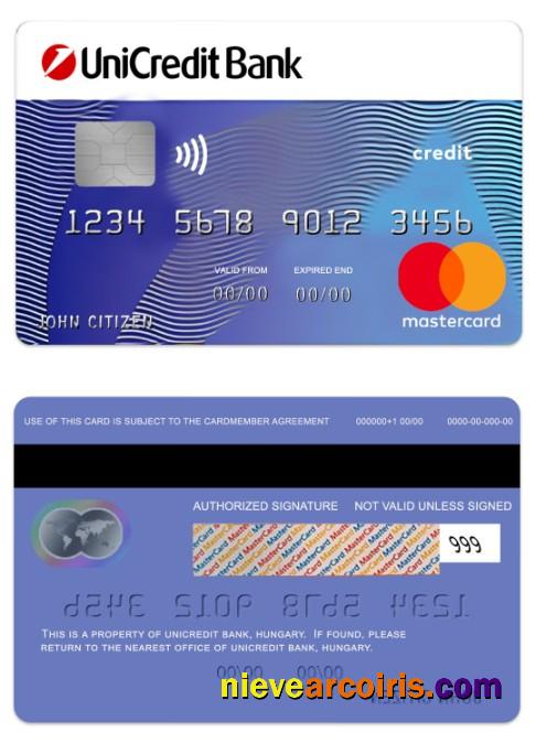 Hungary UniCredit Bank blue credit mastercard